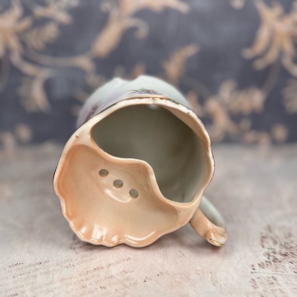 Antique Brandenburg Porcelain Mustache Shaving Mug Roses Gold Trim - Picture 9 of 9